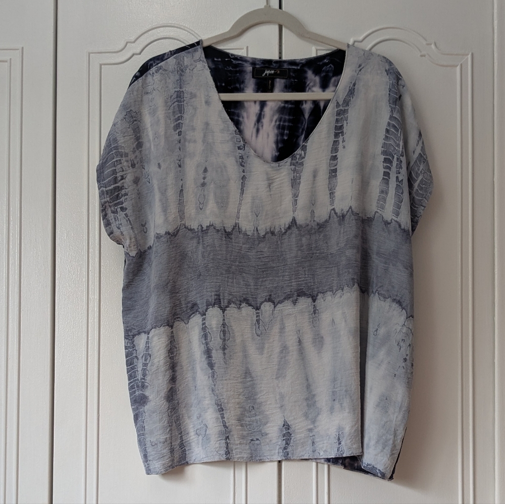 Jupee women's Blue Gray Ice Tie Dye Relaxed Boxy BlouseTop SizeL/XL Very Soft
